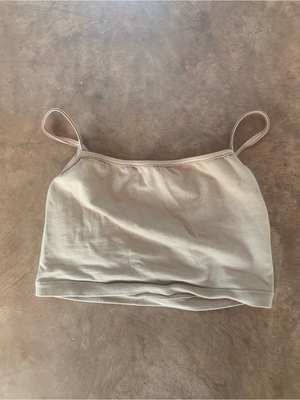 Los Angeles Apparel Cream Spaghetti Strap Crop Top